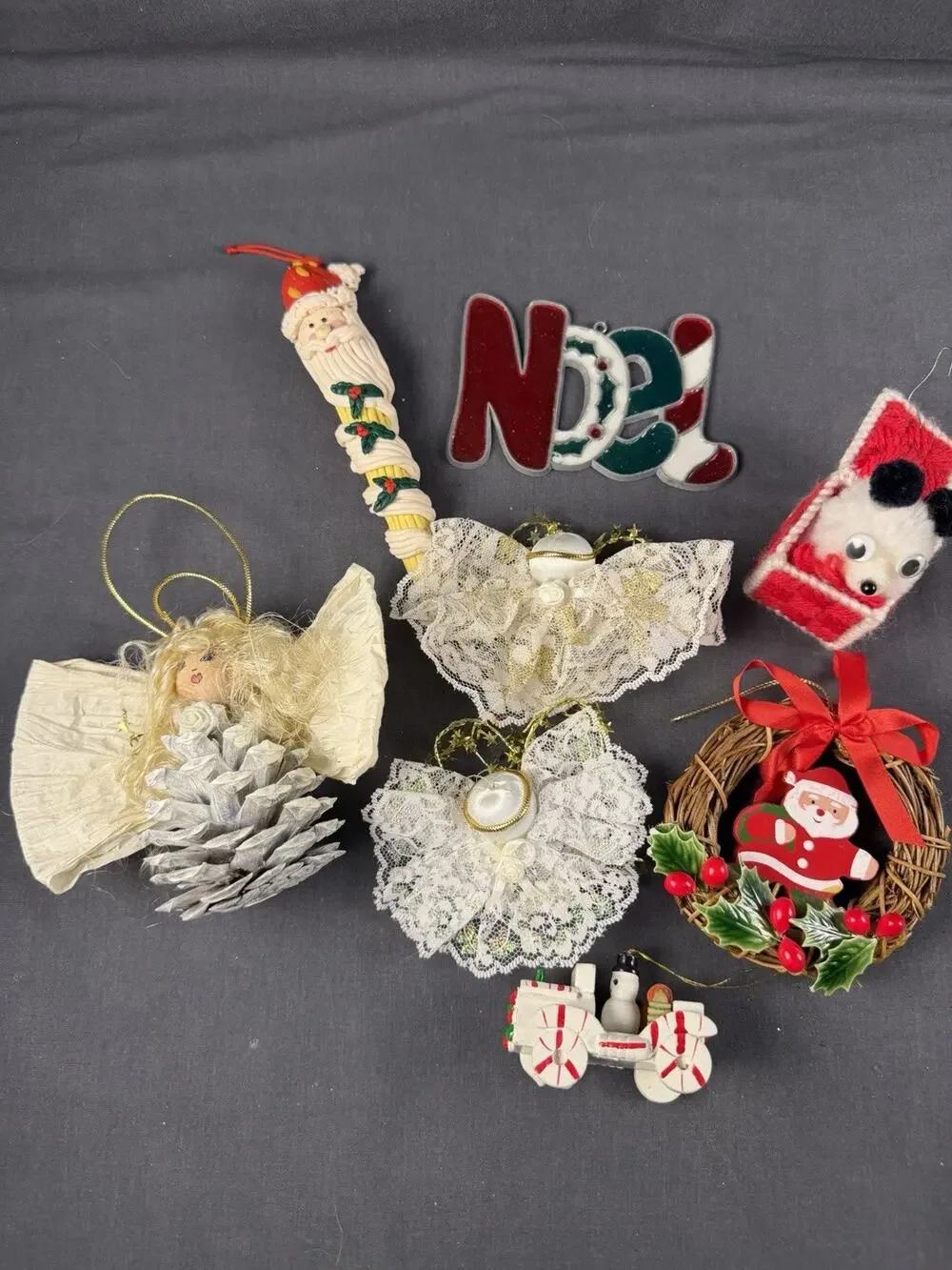 Lot of 10 Vtg Assortment of Handmade Christmas Ornaments Decorations